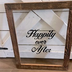 Happily ever after glass and wood picture frame